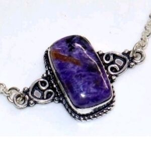 Russian Charoite Gemstone 925 Sterling Silver Handmade Bracelet